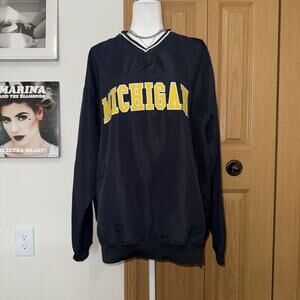J2 Sport Michigan Wolverines Football Windbreaker Jacket Men’s XL Navy Pullover